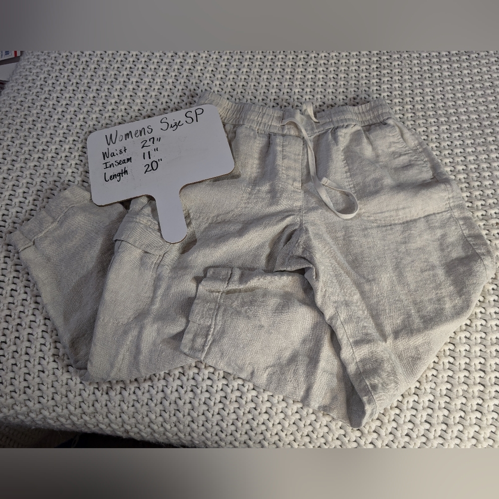 Women's Casual‎ Linen Pants - Cream